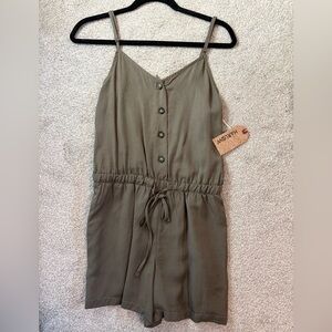 Harlow Olive Green Button-Front Romper